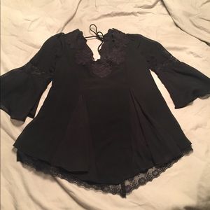 Free People Black Blouse